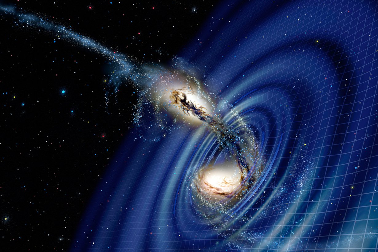Kun galaksit törmäävät, syntyy gravitaatioaaltoja. Kuva: Science Photo Library/MVPhotos