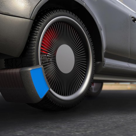 Lontoolaisopiskelijoiden Tyre Collectiven idea laitteeksi, joka kerää auton renkaasta irtoavia muovihiukkasia. Kuva: <span class="photographer">Tyre Collective</span>