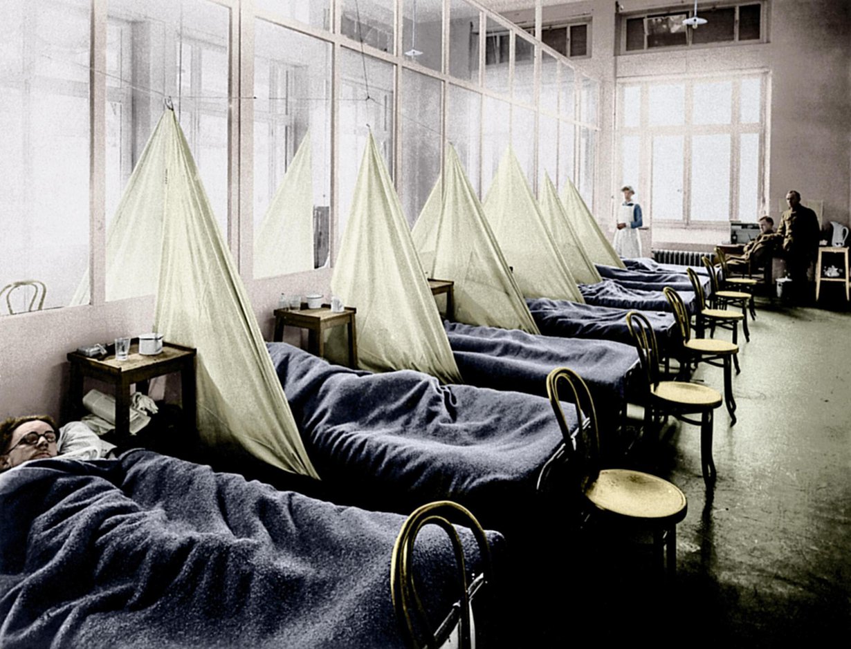 Raju influenssa kaatoi yhdysvaltalaisia sotilaita sairaalan sänkyyn Ranskassa ensimmäisen maailmansodan aikana. Kuva: NATIONAL LIBRARY OF MEDICINE/SCIENCE PHOTO LIBRARY