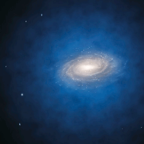 Pimeä aine muodostaa ainakin pilven galaksin ympärille. Kuva: <span class="photographer">Eso</span>