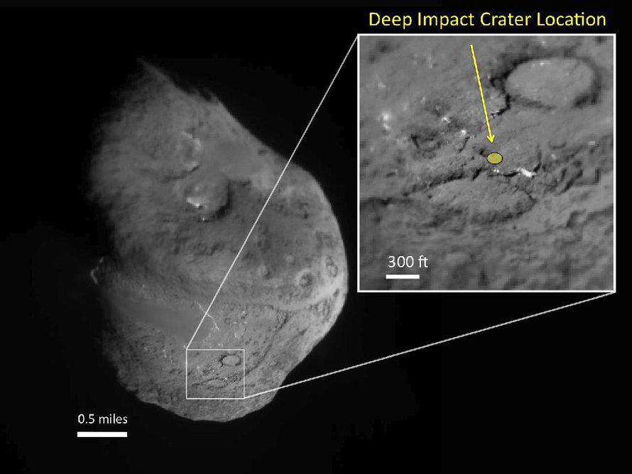 Tältä Deep Impactin jättämä arpi näyttää 180 kilometrin päästä.