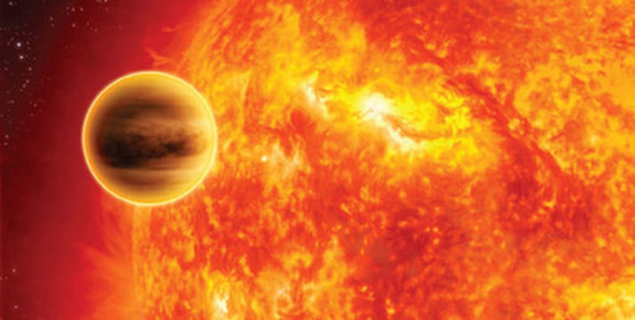 Taiteilijan näkemys WASP-18b:n kaltaisesta eksoplaneetasta kiertämässä emotähteään. Kuva: <span class="photographer">C. Carreau/ Esa</span>