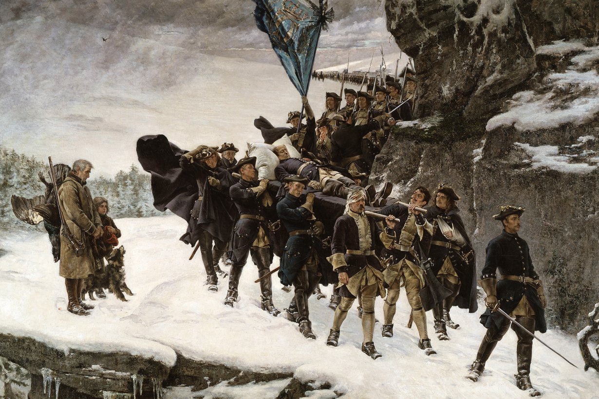 Sotilaskulttuurissa miehisyys tarkoitti urheutta. Taisteluhaavat ja kuolema olivat kunniamerkkejä myös Ruotsin suurvalta-ajan karoliinisotilaille. Kuva: Wikimedia Commons