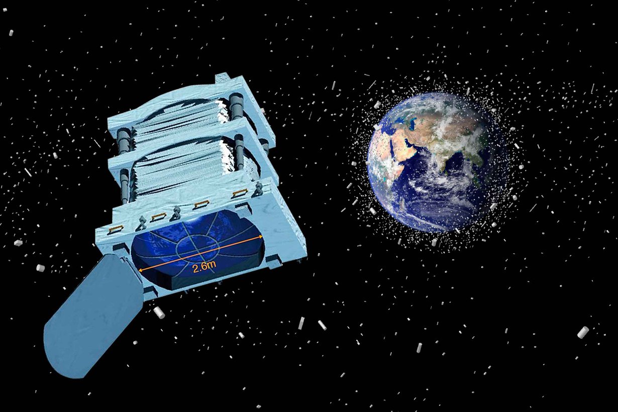 Euso-observatoriolle piisaa laseroitavaa, sillä Maata kiertää laskelmien mukaan yli 700 000 vähintään sentin kokoista romunkappaletta. Kuva: NASA's Goddard Space Flight Center / JSC