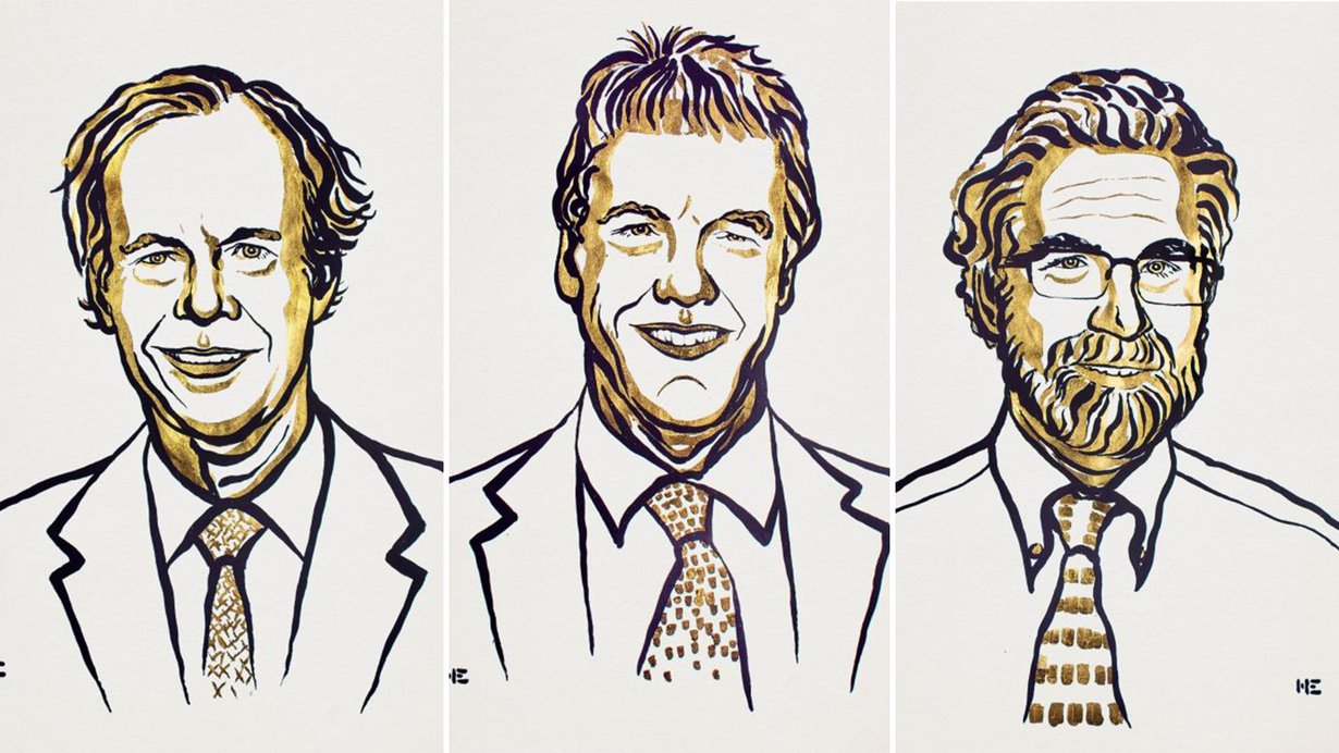 William G. Kaelin, Sir Peter J. Ratcliffe ja Gregg L. Semenza tutkivat sitä, miten happivaje säätää solujen toimintaa. Kuva: Nobel-säätiö