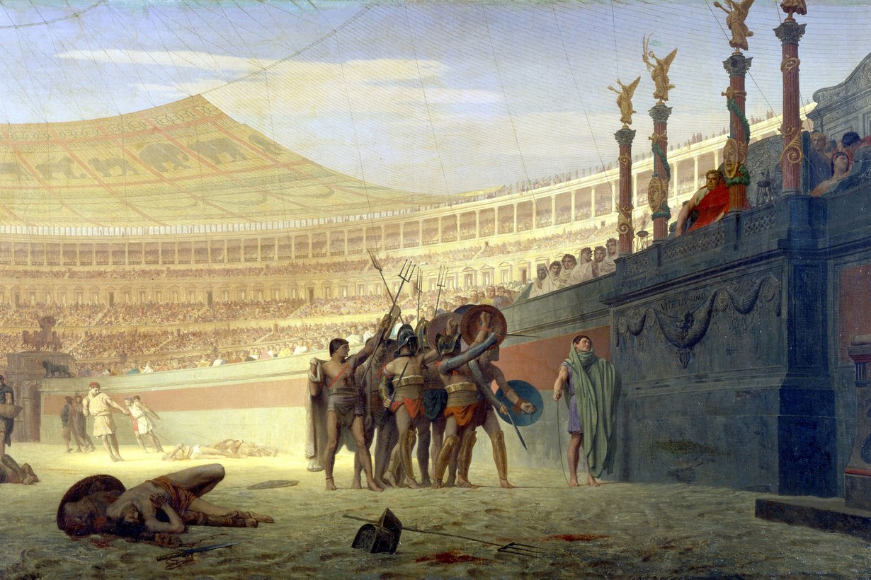 Areenoista mahtavin oli pääkaupungin Colosseum. Sitä muistuttavia pienempiä amfiteattereita nousi näytösten kulta-aikaan kautta laajan imperiumin. Kuva: Getty Images