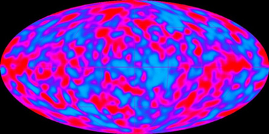 Cobe-satelliitin mittaamia lämpötilaeroja kosmisessa taustasäteilyssä. Kuva: <span class="photographer">Nasa</span>