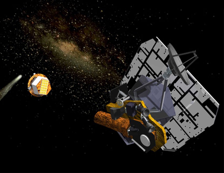 Deep Impactin törmääjä lähestyy Tempel 1:stä 2005. Kuva: <span class="photographer">Nasa/JPL
</span>
