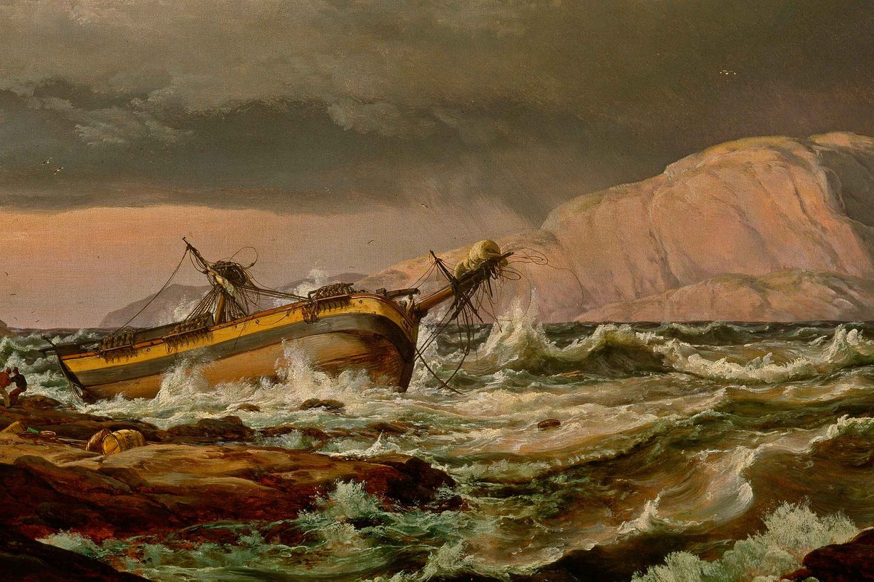 Kertomuksia kummitusaluksista tuottivat haaksirikot ja stressaantuneiden merimiesten harhanäyt. Kuva National Gallery, Norway / Wikimedia Commons