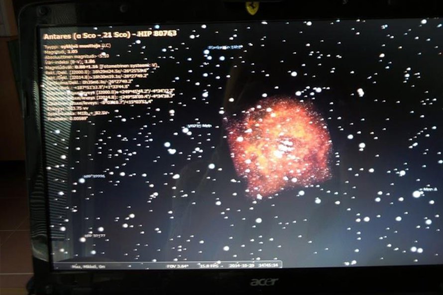 Tämänpäiväistä Stellarium-kokeilua. Stellarium on ilmaiseksi käytettävä tietokoneplanetaario.