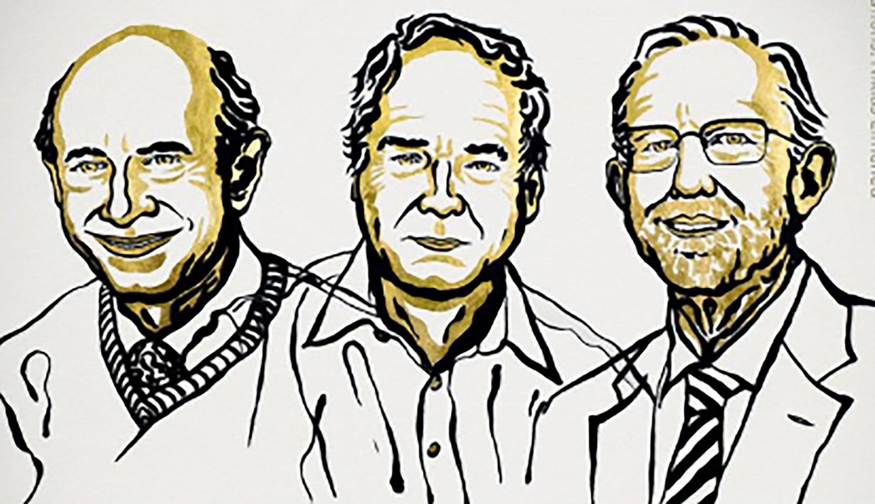 Harvey J. Alter, Michael Houghton ja Charles M. Rice jakavat lääketieteen Nobelin palkinnon. Kuva: Nobel Media