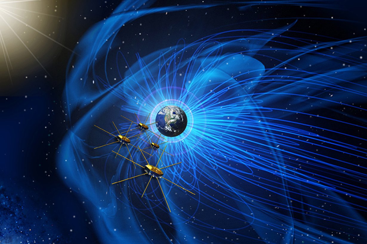 Maan gps pitää jo MMS-satelliitit oikealla radalla. Kuva: Nasa