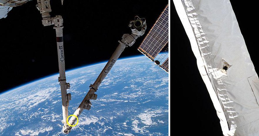 Vain millimetrien siru vahingoitti robottikättä. Kuva: <span class="photographer">Nasa</span>