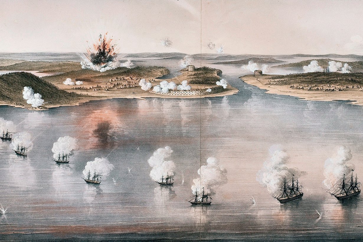 Itämerellä tehtiin maailmanpolitiikkaa kesällä 1854. Venäjän Ahvenanmaan-etuvartiota Bomarsundia saartoi 25 Englannin sota-alusta. Kuva: Alamy/MVPhotos