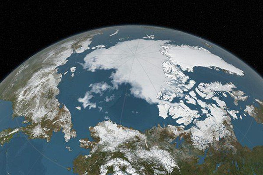 Jääpeite on Pohjoisnavalla pienimmillään syyskuussa, kuten oheisessa Nasan kuvassa. Kuva: <span class="photographer">Nasa</span>
