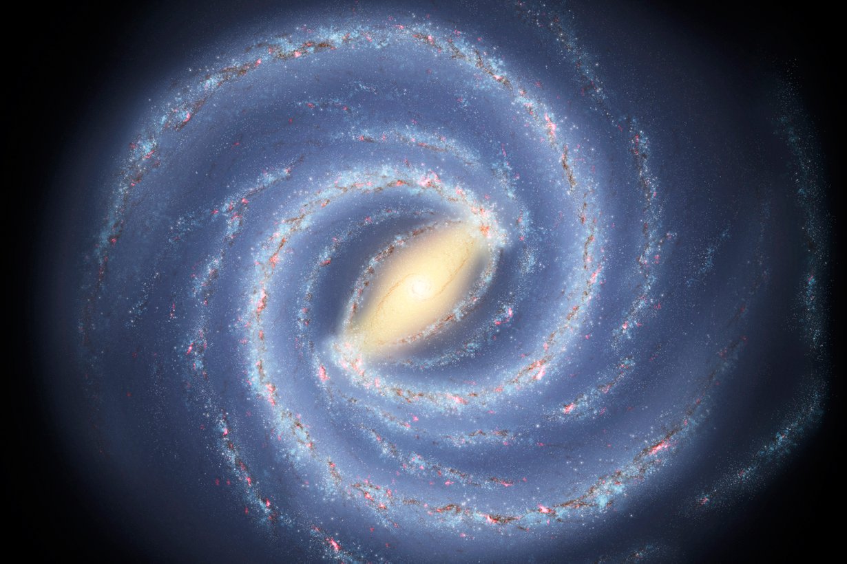 Kotigalaksimme on kiekonmuotoinen sauvaspiraaligalaksi. Kuva: Nasa