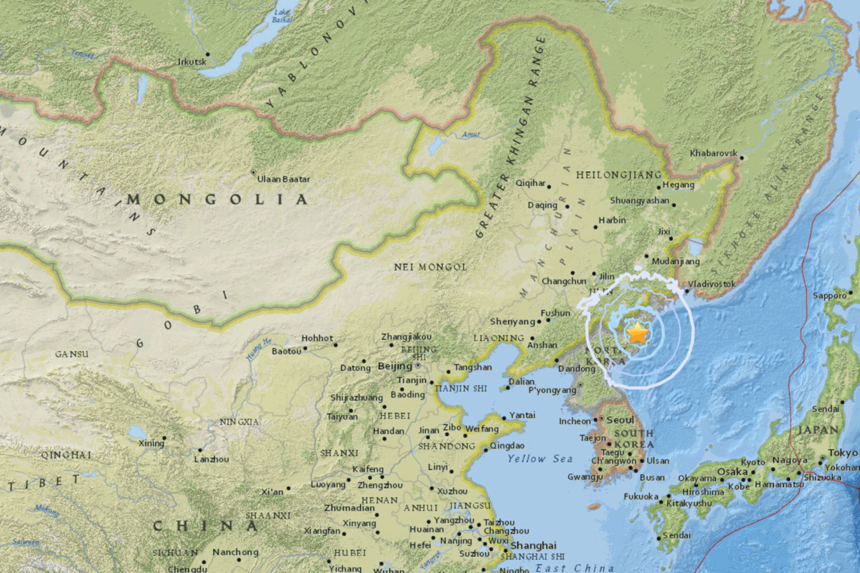 Pohjois-Korea on tehnyt ydinkokeita Mantap-vuoren alla vuodesta 2006. Kuva: USGS