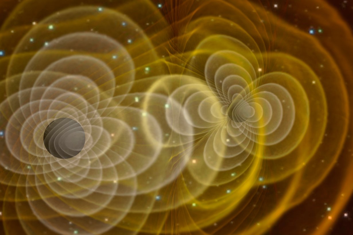 Kaikkeus täyttyy aalloista, kun avaruuden kappaleet liikehtivät. Mittalaitteet havaitsevat niistä vasta voimakkaimmat. Kuva: Nasa / Ligo