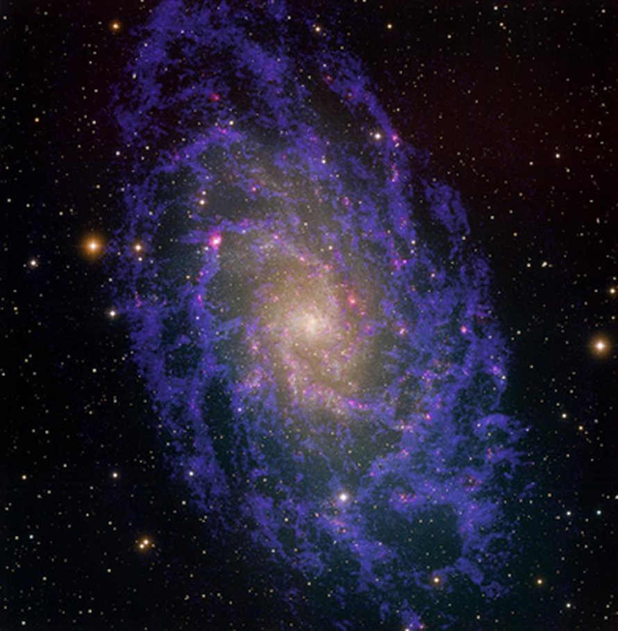 Galaksi M33. Kuva: <span class="photographer">T.A.Rector/NRAO/AUI/NSF ja M.Hanna/NOAO/AURA/NSF
</span>