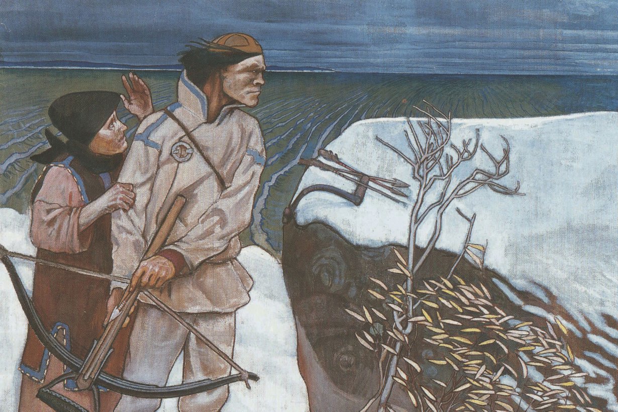 Kalevalamaalari kuvasi kansanperinteemme koston 1897. Kuva: Akseli Gallen-Kallela, Joukakaisen kosto, Turun taidemuseo