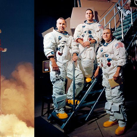 Saturnus V kohosi taivaalle Kennedyn avaruuskeskuksesta Floridasta 21.12.1968. James Lovell, William Anders ja Frank Borman saivat alustavan tiedon lentonsa päämäärästä elokuussa. Lopullinen päätös tuli 12.11., vain viisi viikkoa ennen lähtöä. Kuva: <span class="photographer">Nasa</span>