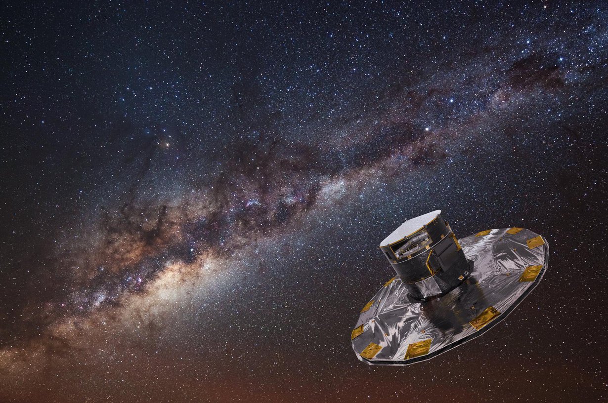 Gaia-observatorio on avaruudessa pisteessä, jossa se pysyyy paikoillaan painovoimakenttien ansiosta. Kuva: ESA