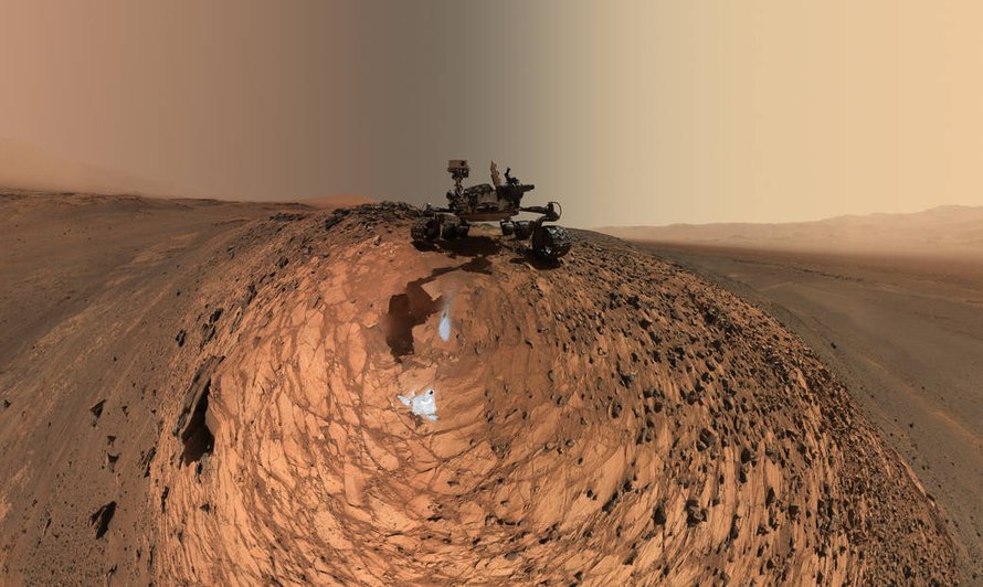 Kuvasta on poistettu robottikäsi, joka ottaa selfien. Kuva: <span class="photographer">NASA/JPL-Caltech/MSSS</span>
