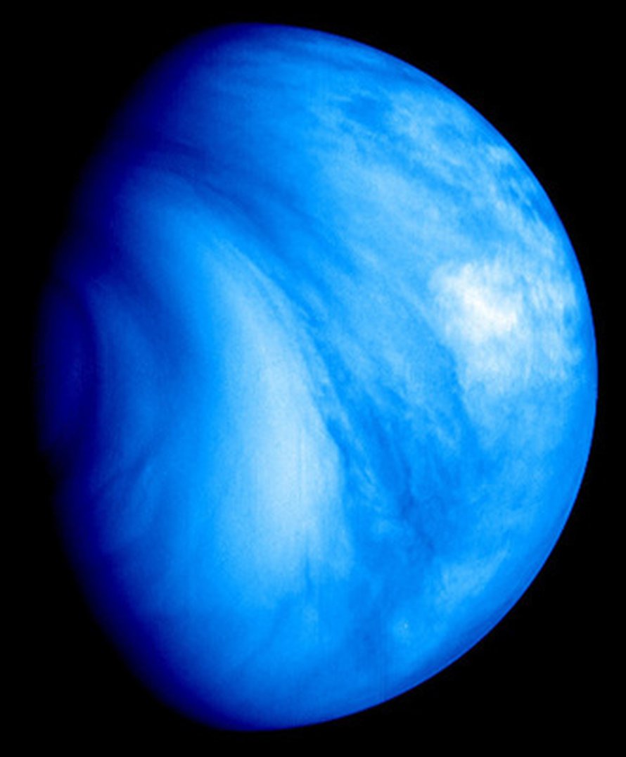 Venuksen eteläinen puolisko ultraviolettivalossa. Kuva: <span class="photographer">ESA © 2007 MPS for VMC Team MPS/DLR-PF/IDA.</span>