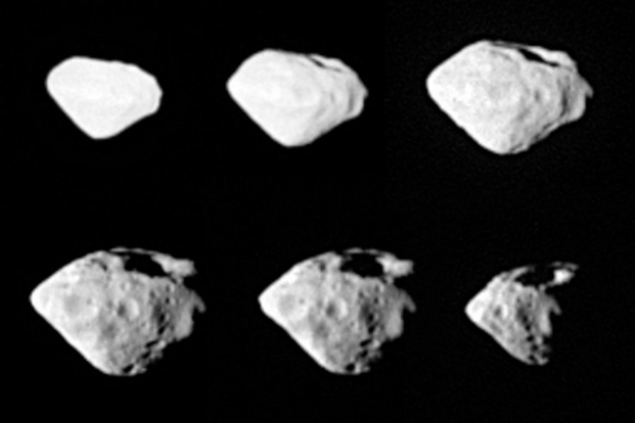 Rosetta havainnoi Steinsia vain 800 kilometrin päästä. Kuva: <span class="photographer">Credits: ESA ©2008 MPS for OSIRIS Team MPS/UPM/LAM/IAA/RSSD/INTA/UPM/DASP/IDA</span>