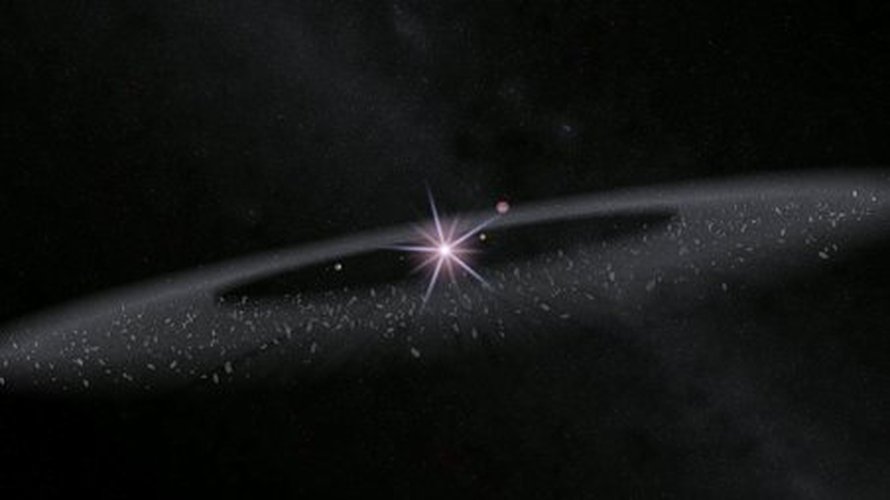 Taiteilijan näkemys Marsin ja Jupiterin välisestä asteroidivyöhykkeestä. Asteroidit on kuvattu todellista suurempina. Kuva: <span class="photographer">D Minton/R Malhotra</span>