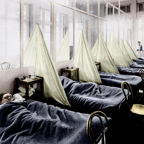 Raju influenssa kaatoi yhdysvaltalaisia sotilaita sairaalan sänkyyn Ranskassa ensimmäisen maailmansodan aikana. Kuva: <span class="photographer">NATIONAL LIBRARY OF MEDICINE/SCIENCE PHOTO LIBRARY</span>