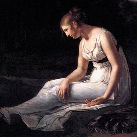 Nainen murehtii Constance Marie Charpentierin maalauksessa Melankolia (1801).Kuva: <span class="photographer">Wikimedia Commons</span>