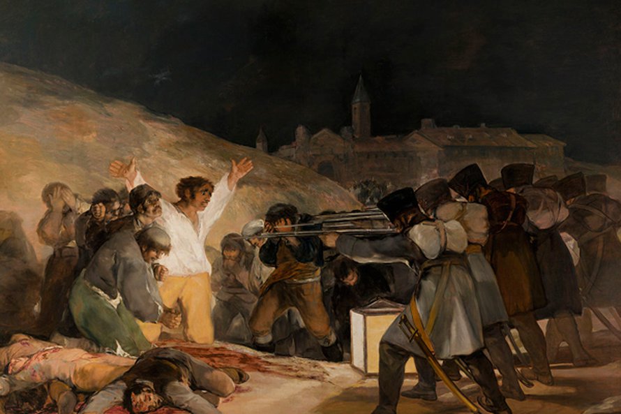 Ranskalaissotilaat teloittavat espanjalaisia Francisco de Goyan maalauksessa Toukokuun kolmas 1808 (1812). Kuva: <span class="photographer">Prado/Wikimedia Commons</span>