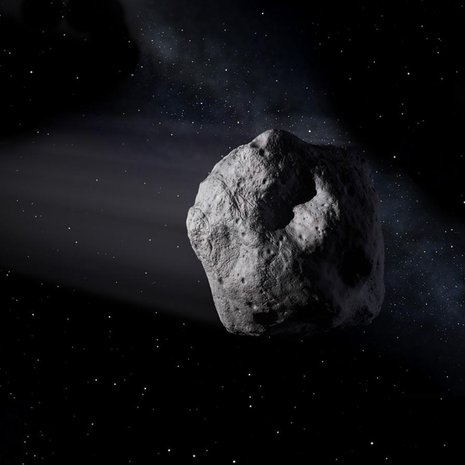 Taiteilijan näkemys 2020 SW:n kaltaisesta asteroidista.