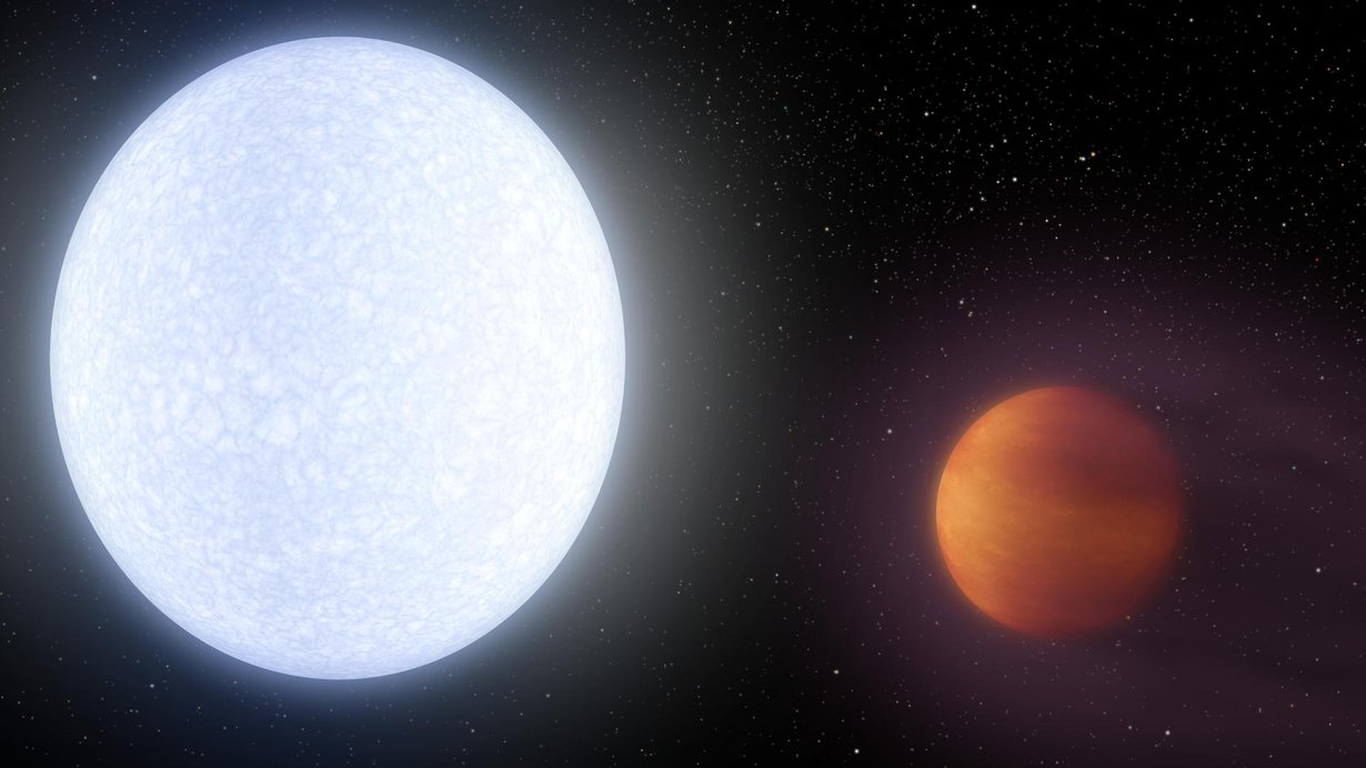 Emotähden pätsiksi kuumentama kaasuplaneetta voisi taiteilijan mielestä näyttää tältä. Robert Hurt / NASA / JPL-Caltech