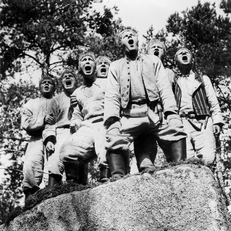 Monta poikaa tai tyttöä samassa perheessä kertoo tutkijan mukaan onnekkaasta sattumasta, ei perimästä. Kuva on Wilho Ilmarin ohjaamasta Seitsemän veljestä -elokuvasta vuodelta 1939. Kuva: <span class="photographer">YLE TV 2</span>
