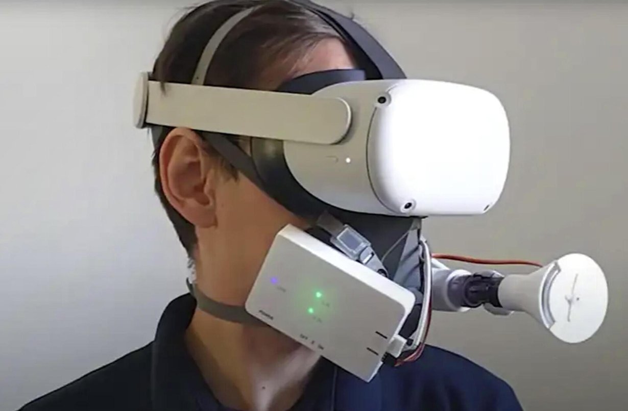 Uudentyyppinen virtuaalimaski mittaa hengitystä ja säätelee hapensaantia. Kuva: Markus Tatzgern et al. / Salzburgin ammattikorkeakoulu