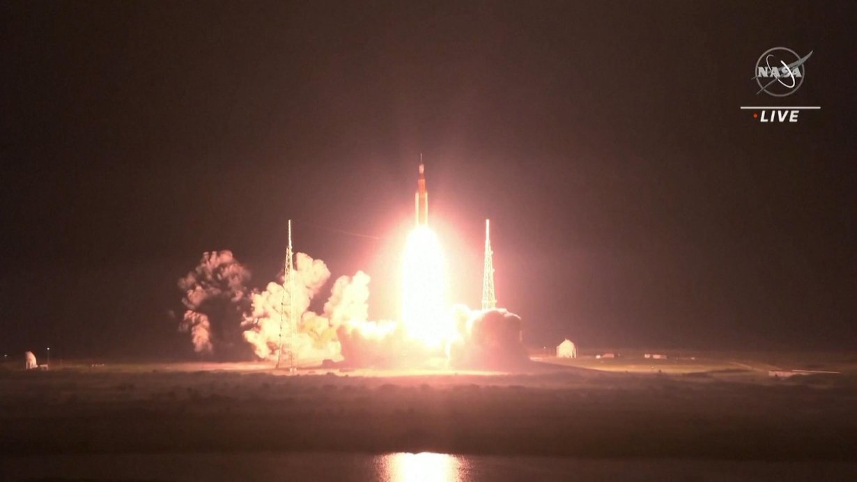 Kuuraketti Artemis 1 lähti kohti Kuuta 16. marraskuuta. Kuva: Nasa