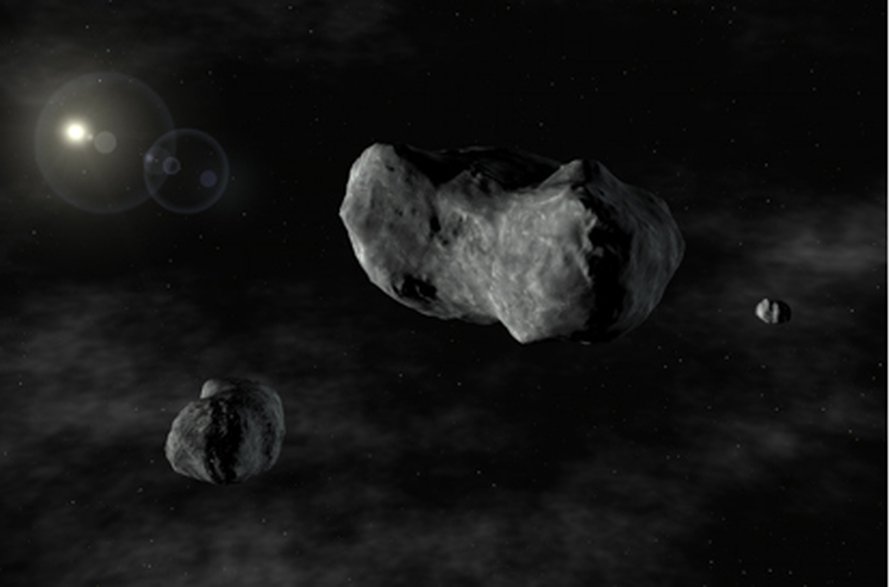 Taiteilijan näkemys kolmoisasteroidista. Kuva: <span class="photographer">ESO
</span>