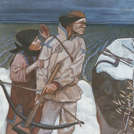 Kalevalamaalari kuvasi kansanperinteemme koston 1897. Kuva: <span class="photographer">Akseli Gallen-Kallela, Joukakaisen kosto, Turun taidemuseo</span>
