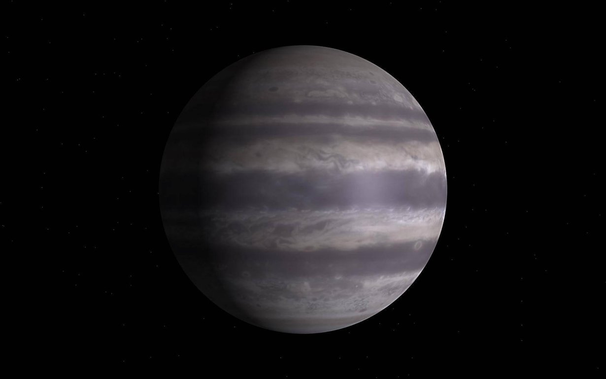 Taiteilijan näkemys Jupiterin kaltaisesta, hyvin lähellä tähteä kiertävästä kaasuplaneetasta. Kuva: ESO /L. CALÇADA